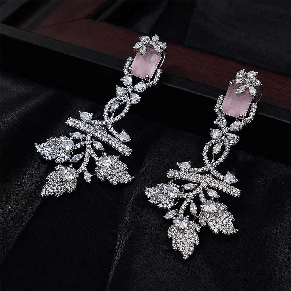 Empress Leaf Dangles-mint-pink-1 Empress Leaf Dangles - Image 1