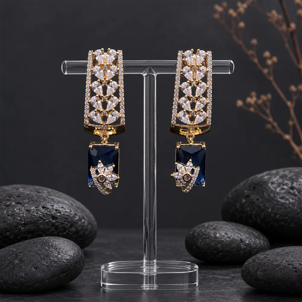 Ivy Bloom Statement Drops-blue-golden-1(1) Ivy Bloom Statement Drops - Image 1