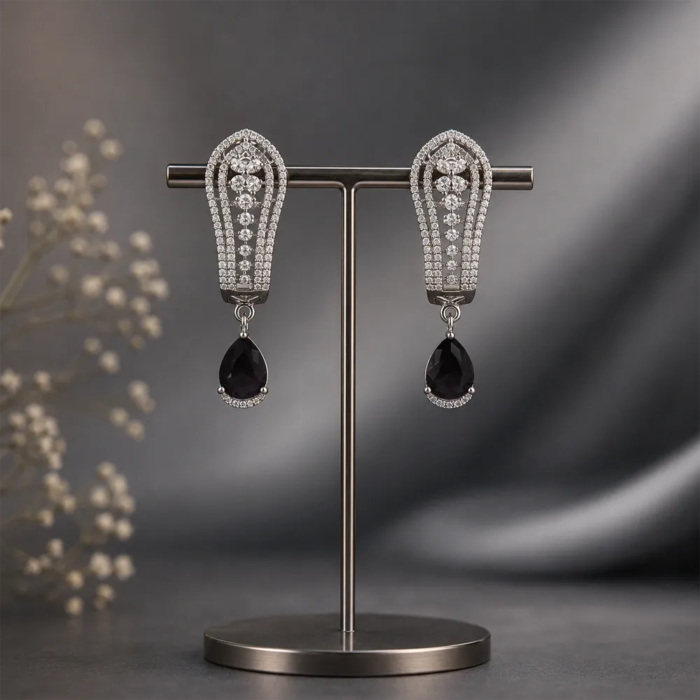 Royal Azure Lattice Danglers-black-1 Royal Azure Lattice Danglers - Image 1