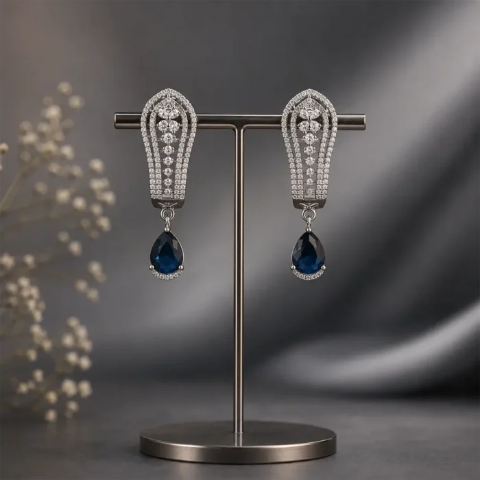 Royal Azure Lattice Danglers - Image 2